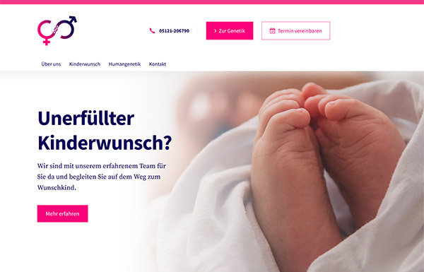Website 'Medizinisches Versorgungszentrum für Reproduktionsmedizin und Humangenetik Hildesheim'
